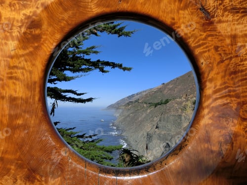 Preview: Circular Window With California Coastline
