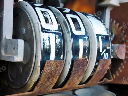 Preview: Vintage Old Weathered Gas Meter Reels Macro