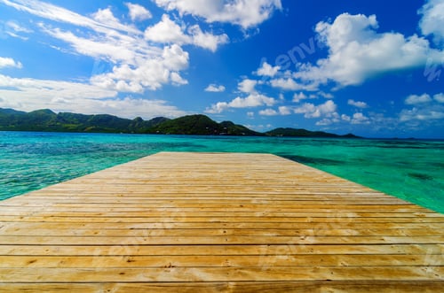 Preview: Wooden Dock Extending Out Into Beautiful Turquoise Water In San Andres Y Providencia, Colombia