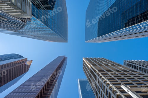 Preview: Looking Up The Glass Exterior Of A Modern Office Towers.