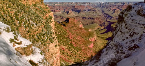 Preview: A View Of The Grand Canyon From An Icy Cliff Edge Along The Bright Angel Trail On The South Rim.
