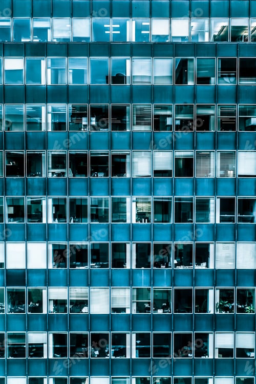Preview: Geometric Window Facade On Typical Office Building