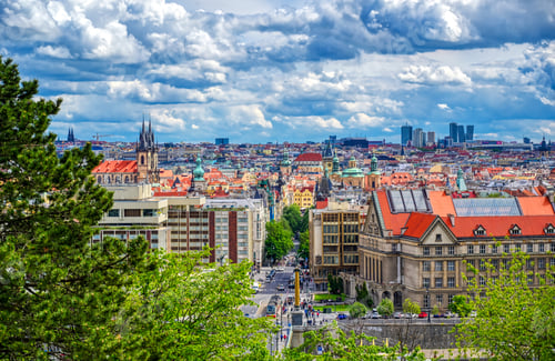 Preview: A View Of Prague, Czech Republic And The Vltava River From Letna Gardens On A Sunny Day.