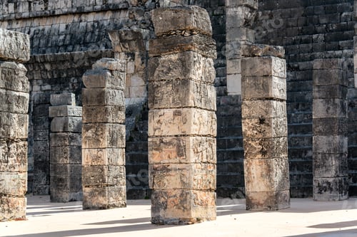 Preview: Columns In Front The The Temple Of The Warriors In The Ruins Of Chichen Itza, Mexico