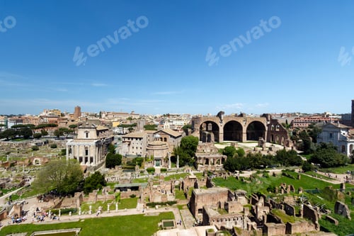 Preview: Wide Angle View Of The Roman Forum, With The The Basilica Of Maxentius And Constantine, Sometimes