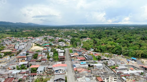 Preview: El Puyo - Ecuador Aerial Shot From Small Town Near Amazon-Yasuni