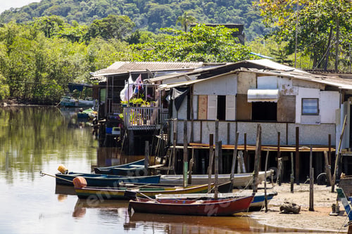 Preview: Stilts House Of Fishermen At Pereque Village, Guaruja, Brazil.