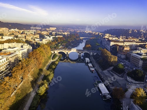 Preview: Aerial Drone Panoramic Cityscape, Architecture And Landmark. View Of Rome From The Top, Italy