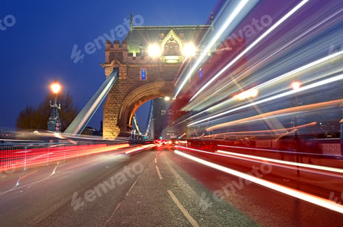 Preview: Vehicles Pass Over Tower Bridge Across The River Thames In London, Uk.