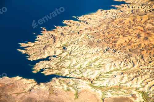 Preview: Aerial Photography Over Nevada With Landforms And Lake Mead