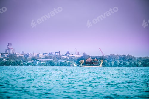 Preview: The Sightseeing Boat Is On The Lake,Beautiful Landscape And Landscape In West Lake, Hangzhou
