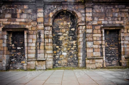 Preview: Old Rustic Stone Building Facade On Medieval Castle