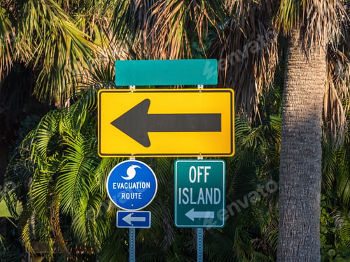 Preview: Hurricane Evacuation Route Sign With Arrow, Florida
