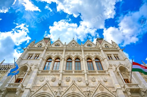 Preview: The Hungarian Parliament Building Located On The Danube River In Budapest Hungary At Sunset.