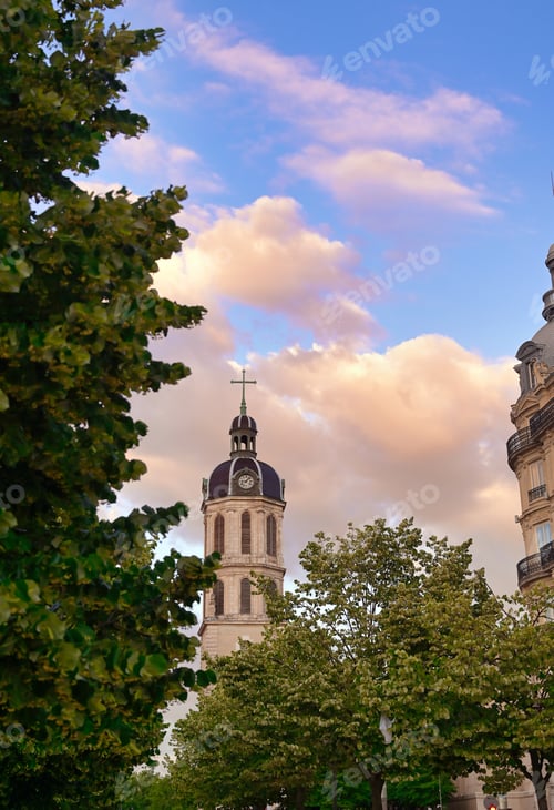 Preview: The Bell Tower Of The Charity Hospital Of Lyon In The Center Of Lyon, France.