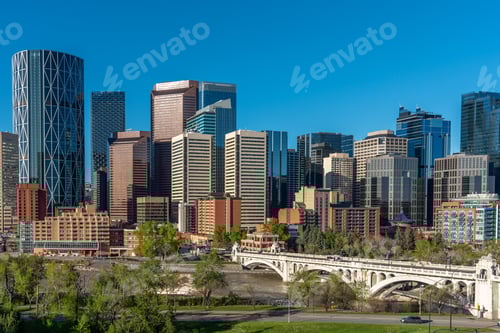 Preview: View Of Calgary'S Skyline On A Beautiful Spring Morning.