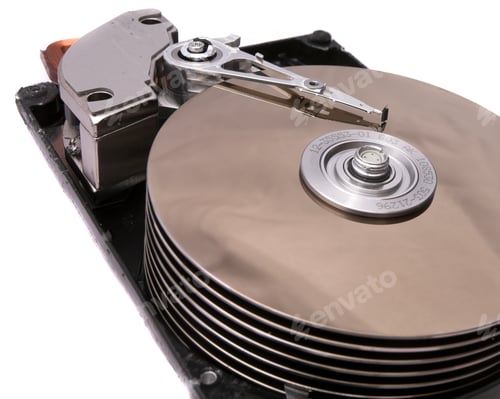 Preview: Opened Hard Disk Drive Isolated On White