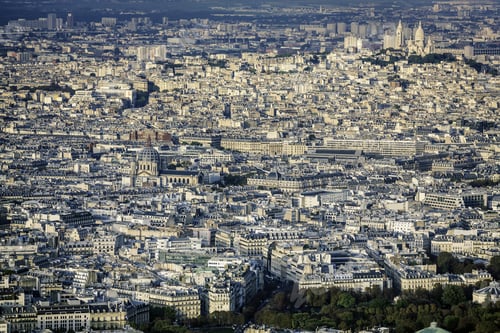 Preview: Aerial View Of Paris With Sacre Coeur Basilica On The Hill, France