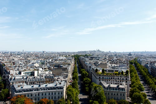 Preview: Color Dslr Stock Image Of Boulevards And Neighborhood In Paris, France, As Seen From Top Of Arc De