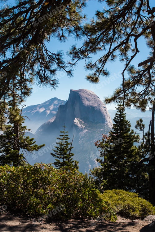 Preview: Yosemite National Park View Of Half Dome Through The Trees At Glacier Point
