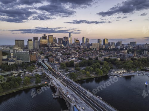 Preview: Back Bay Boston In Massachusetts, Usa, Skyline Of Downtown On A Summer, Aerial View