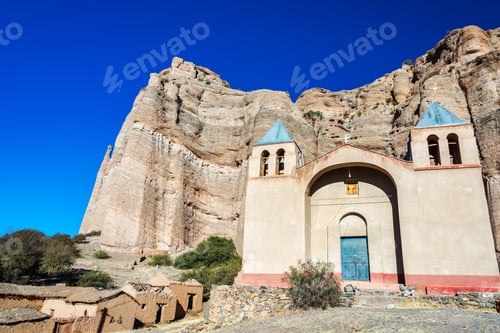 Preview: Church Set In Front Of Dramatic Cliffs In Espicaya, A Small Town Near Tupiza, Bolivia