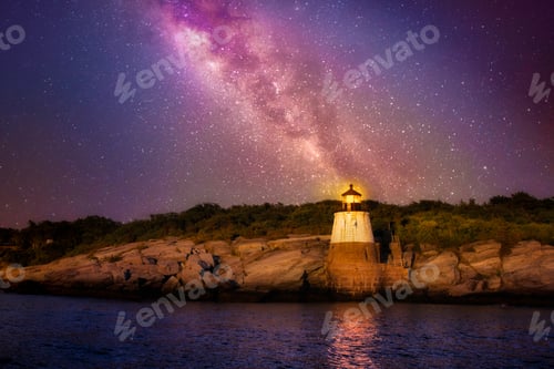 Preview: Beautiful Stars Of The Milky Way Galaxy Over Castle Hill Lighthouse In Rhode Island