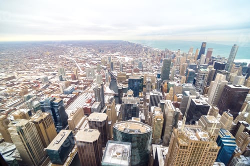 Preview: View Of Downtown Chicago With Many Building Covered In Ice And Snow