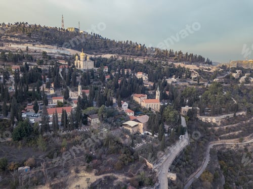 Preview: Moscovia Gorny Monastery Church Buildings Golden, Forest Ein Karem, Jerusalem Israel Hadassah