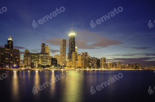 Preview: Chicago Downtown Skyline By Dusk