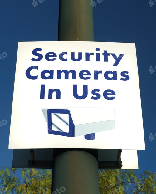 Preview: Security Cameras In Use Sign In Municipal Public Area.
