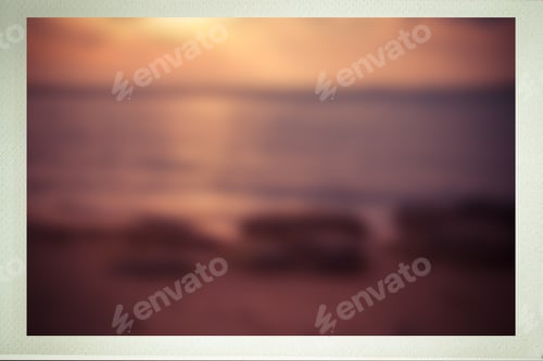 Preview: Defocused Sunset At Beach With Rocks In Vintage Photograph Style