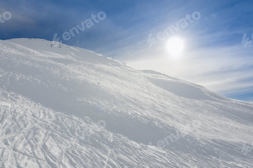Preview: Advanced Black Steep Ski Trail, With Sun Behind The Mountain