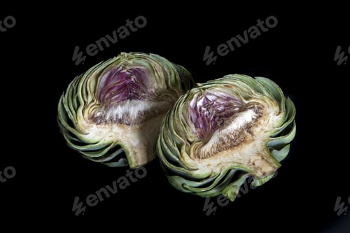 Preview: Artichoke Cut In Two Isolated On Black