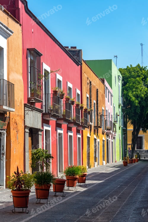 Preview: Colorful Colonial Architecture In The Historic Center Of Puebla, Mexico