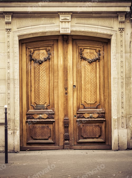 Preview: Old Wooden Arch Entry Door - Paris, France