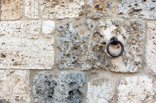 Preview: Ancient Wall With Rusted Iron Hitching Ring