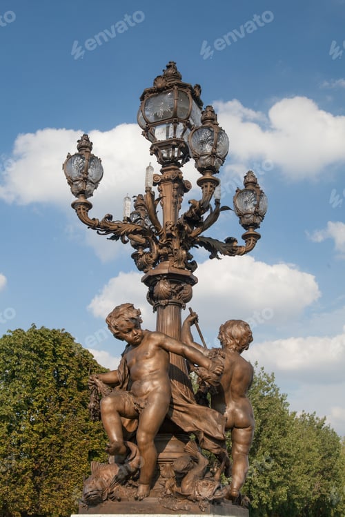 Preview: Close Up Of A Beautiful And Delicates Road Lighting Sculpture On Pont(Bridge) Alexandre Iii