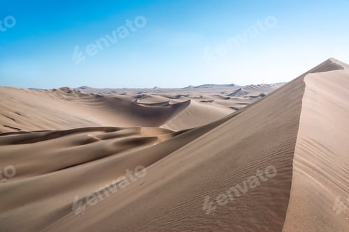 Preview: Sand Dune Landscape Seen From The Top Of A Dune At Huacachina, Peru