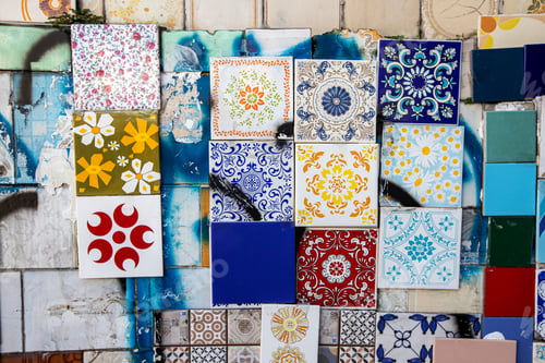 Preview: Colorful Set Of Olds And Brokens Ornamental Tiles At Brazil