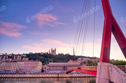 Preview: A View Of Lyon, France Along The Saône River At Sunset.