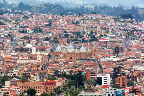 Preview: Cityscape Of Cuenca, Ecuador With The Cathedral In The Center Of The Picture