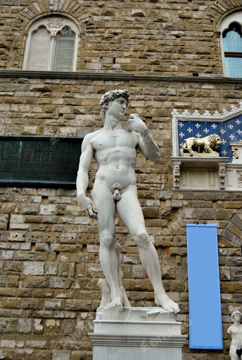 Preview: Michelangelos' Famous Statue Of David At The Piazza De Signoria In Florence, Italy