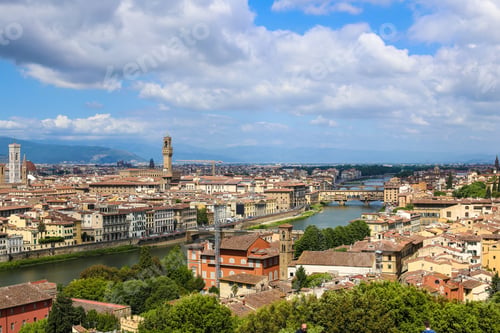 Preview: Wonderful Florense Cityscape With Clouds In Background, Italy. Concept Of Pictures For Postcards Of