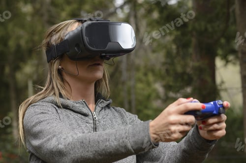 Preview: Woman With Goggles For Virtual Reality Games