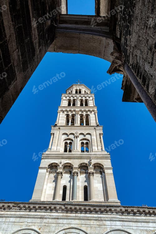 Preview: View Of The Imposing St. Domnius Tower In Historic Split, Croatia