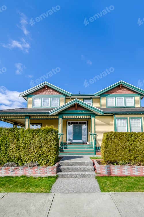 Preview: House Entrance On Sunny Day. Home Exterior.