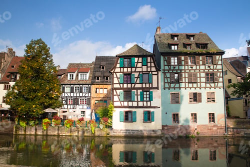 Preview: View Of Beautiful Half-Timbered Houses Along The Canal Seen From Strasbourg France