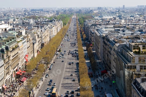 Preview: Color Dslr View Up The Famous Street Champs Elysees From The Top Of The Landmark Memorial Arch De