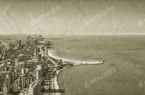 Preview: Chicago Downtown Vintage Aerial View